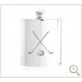 Personalised Crossed Golf Clubs 6oz English Pewter Hip Flask